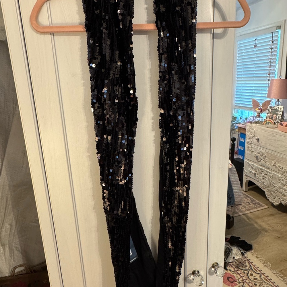 Express Black Sequin Wrap Scarf